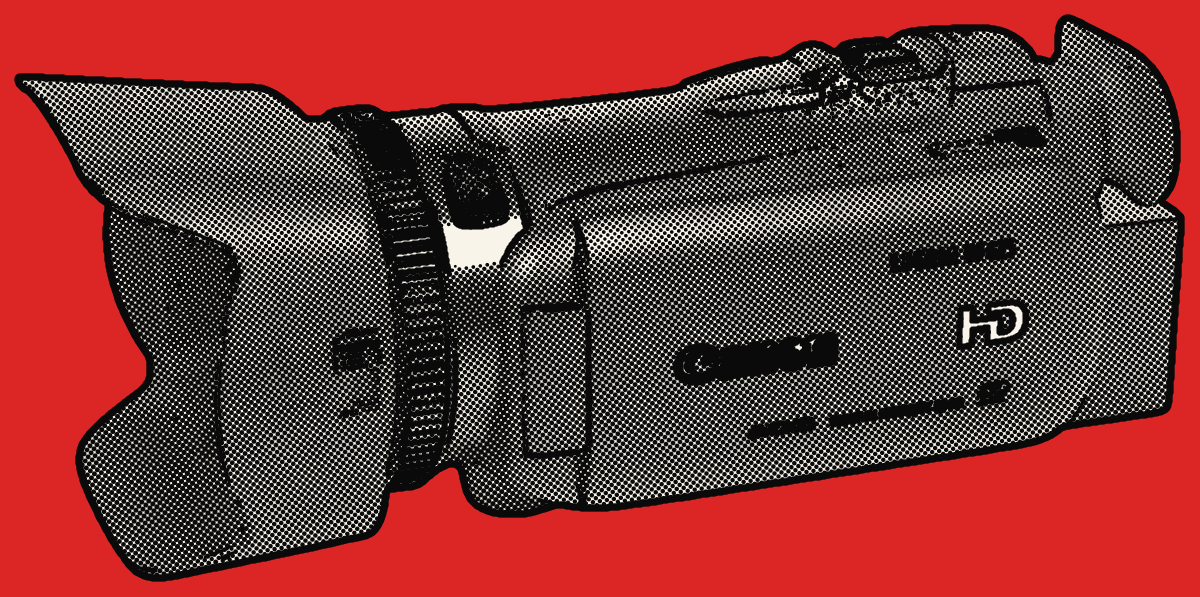 Canon Legria HD camcorder, comic-halftone illustration